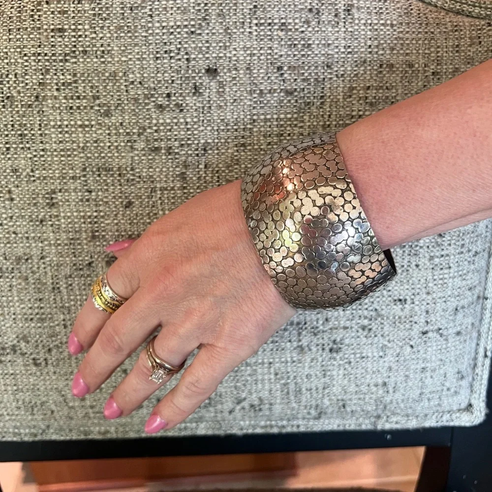 Textured Silver Cuff Bracelet